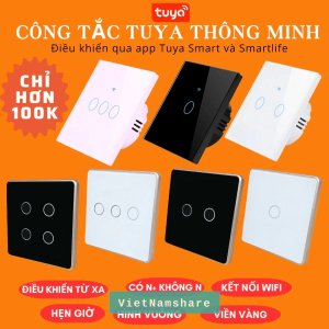 Công Tắc Thông Minh Wifi Tuya Smartlife 1,2,3,4 Nút Có RF433 Cảm Ứng, Hẹn Giờ Điều Khiển Từ Xa Cao Cấp Chữ Nhật